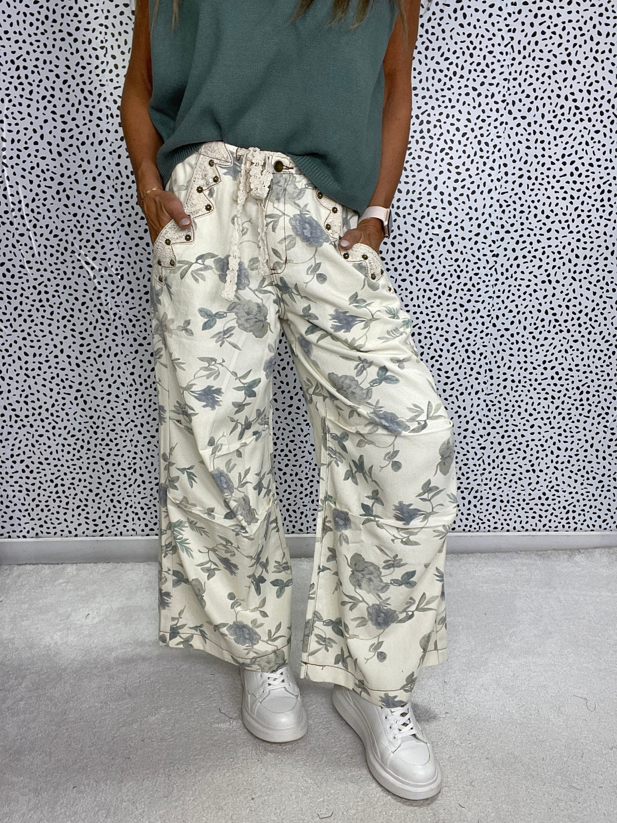 Pol Wildflower Dusk Wide-Leg Pants