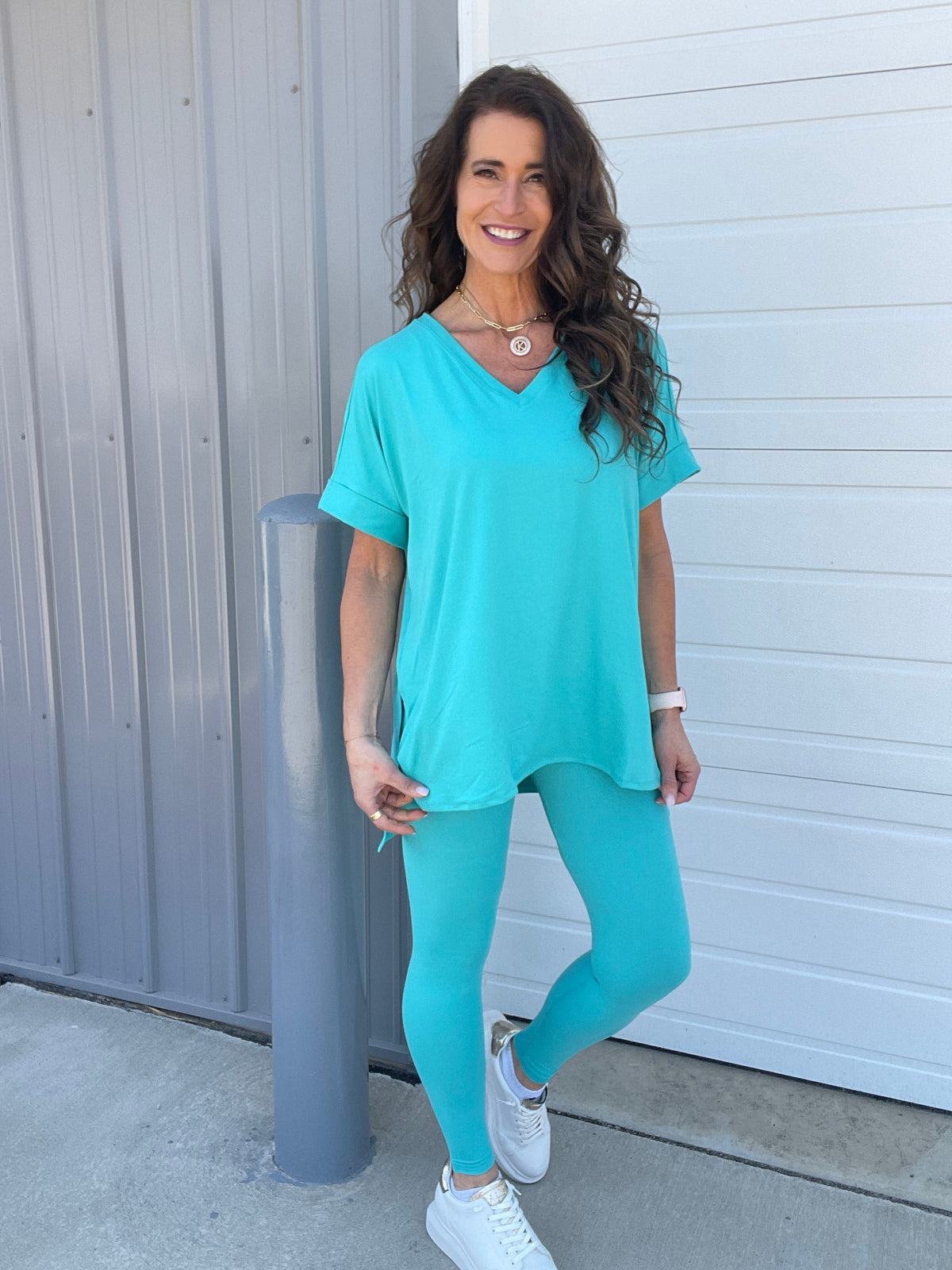 Take It Easy Soft V Neck Short Sleeve Lounge Leggings Set In 4 Colors *Final Sale*