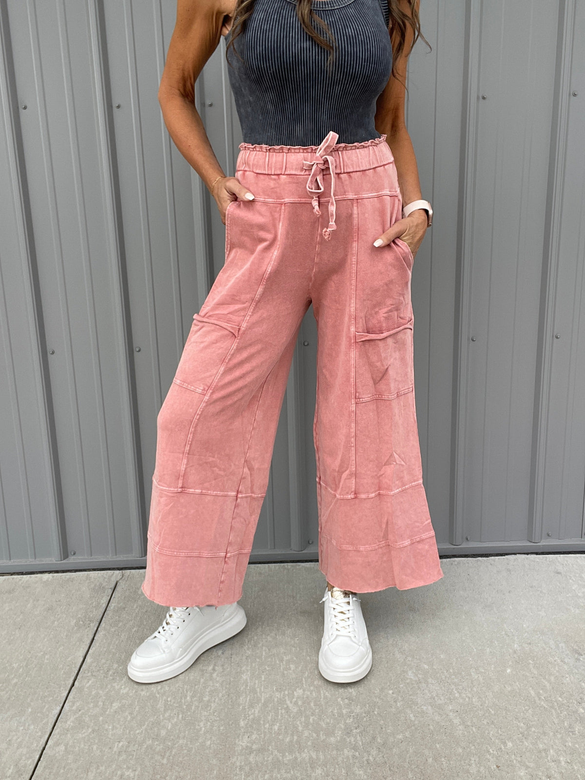 Get Going Mineral Washed Knit Crop Pants In 11 Colors *Final Sale*