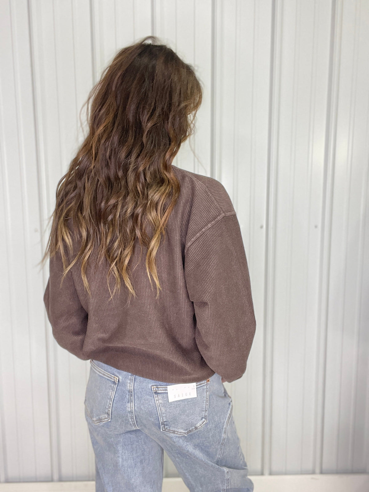 Snow Washed Corded Crewneck in 3 Colors
