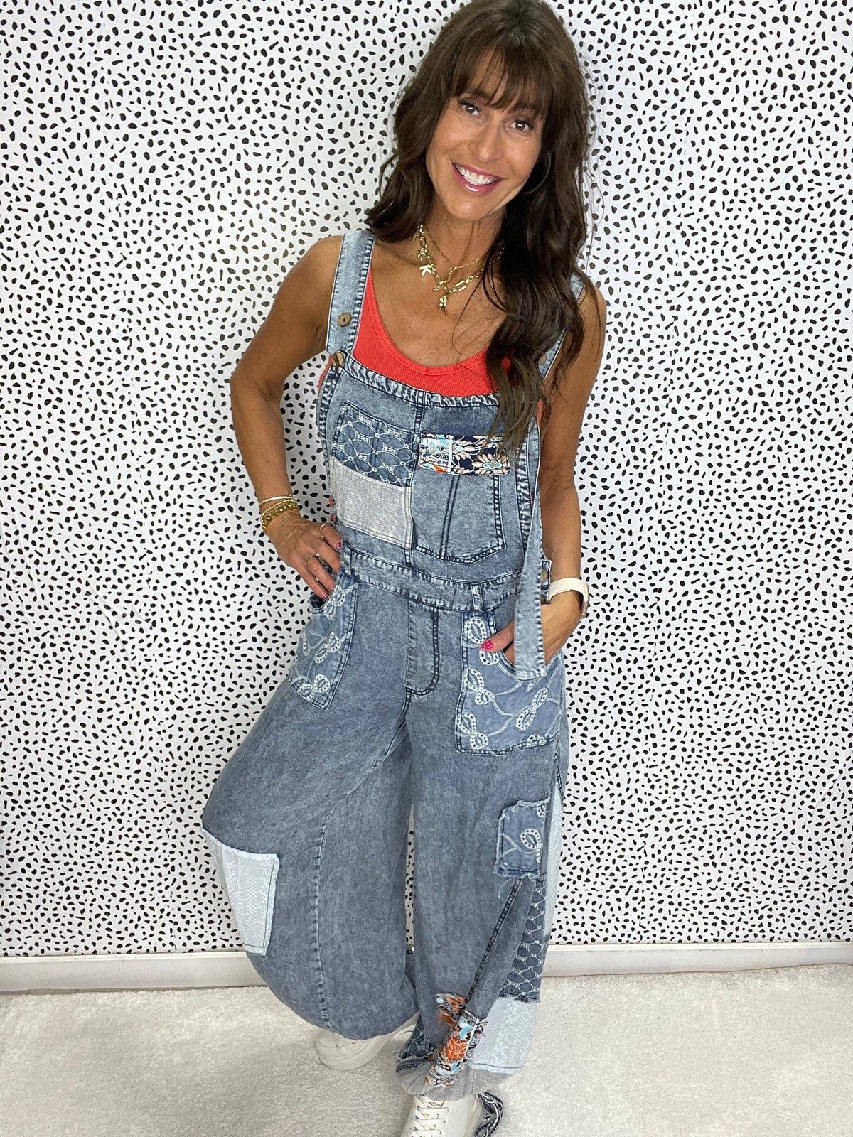 Oli & Hali Wandering Spirit Patchwork Overalls In 2 Colors *Final Sale*