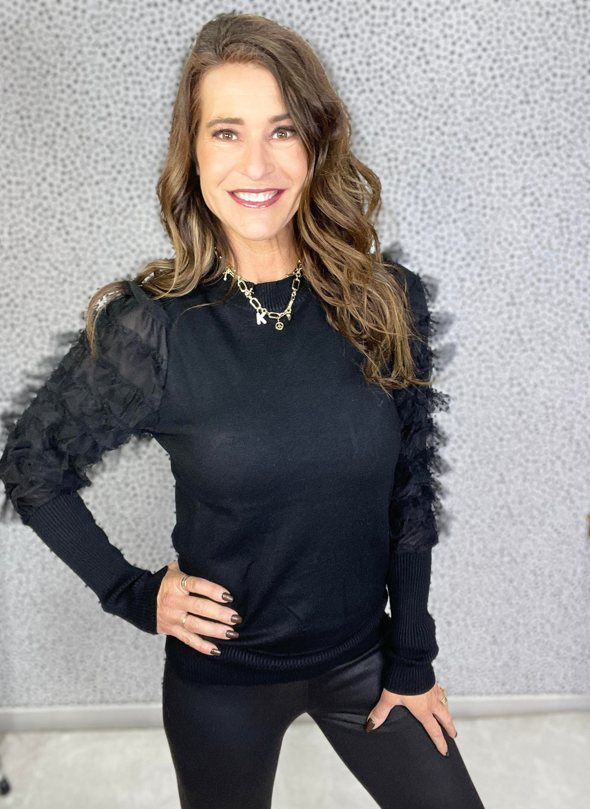 An Enchanted Evening Tiered Lace Sleeve Sweater