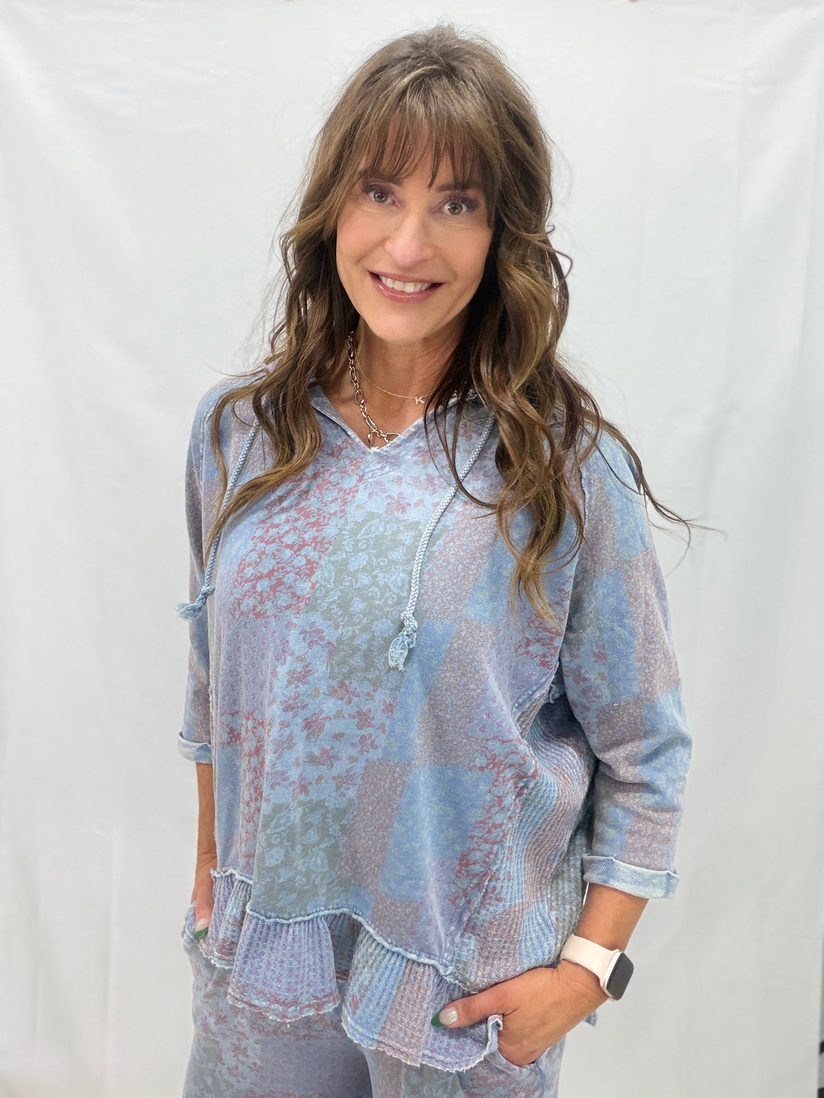 I Run Away Patchwork Print Top In 3 Colors