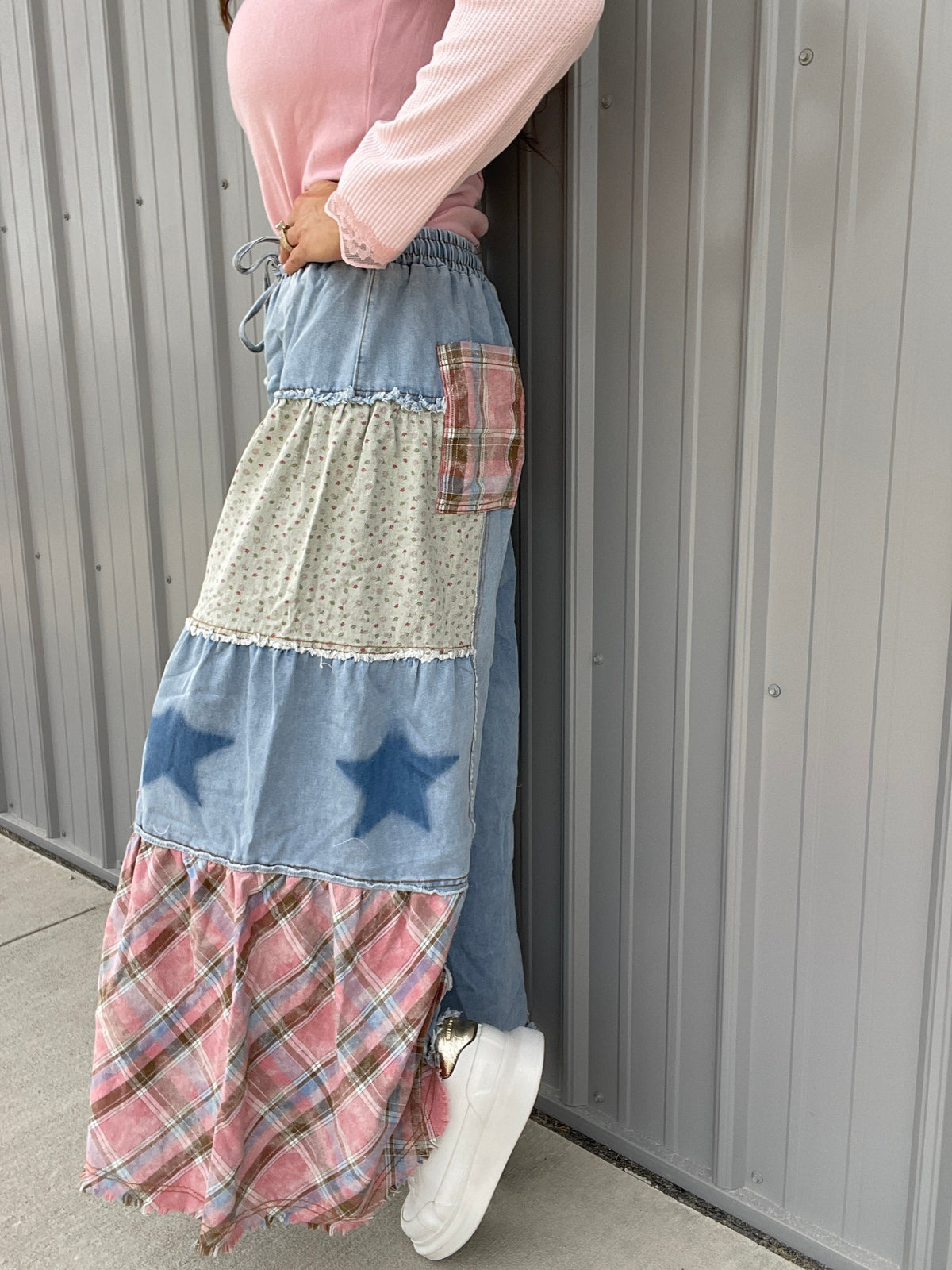 POL Patchwork Stardust Wide Leg Pants In 4 Colors