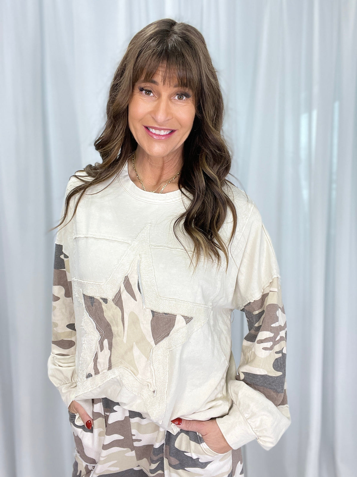 Camo Salute Long Sleeve Top In 5 Colors