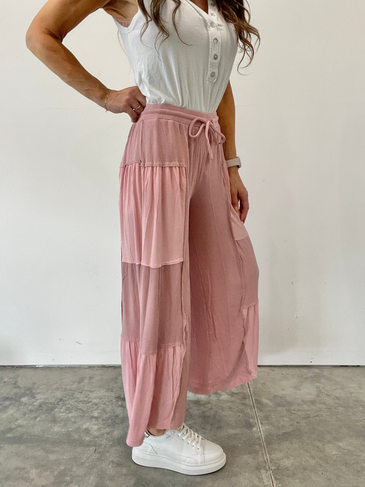 Pol A Little Bit Of Paradise Wide Leg Crop Pants In 5 Colors: Black, Grey, Pink, Mocha, Ivory