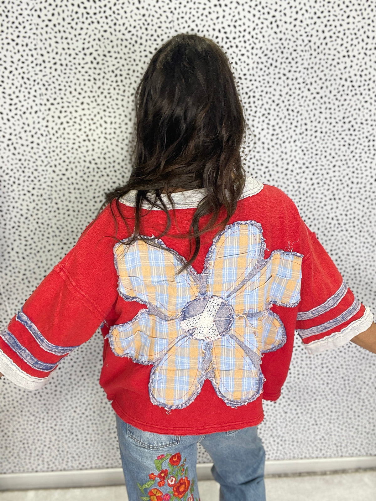 Oli & Hali Boho Bloom Patchwork Knit Top In 2 Colors