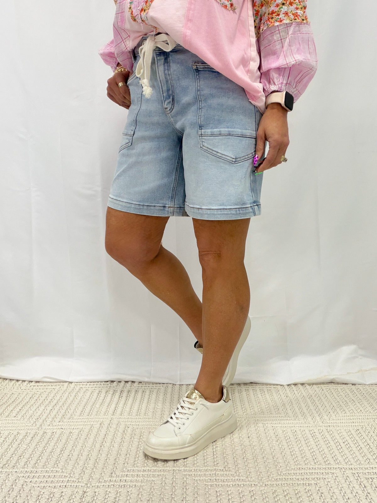 Just Because Grommet Detail Drawstring Short In Light