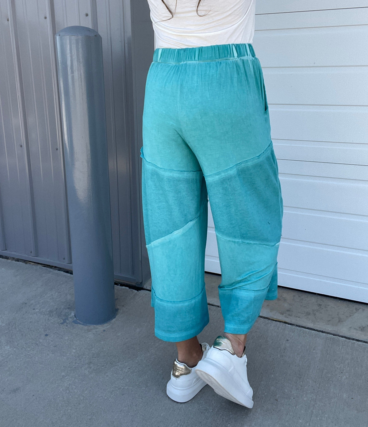 Pol Play Date Loose Wide Leg Cropped Pants In 7 Colors: Aqua, Lilac, Grey, Pink, Beige, Black, Desert Sage *Final Sale*