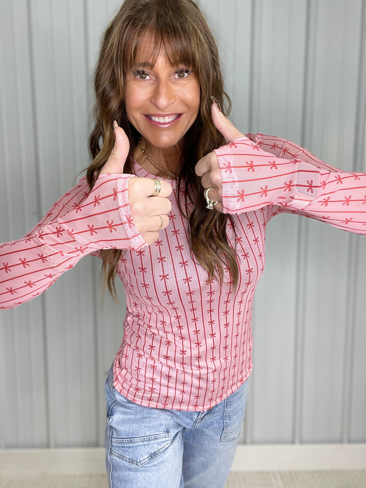 Pink & Red Bows Mesh Top *Final Sale*