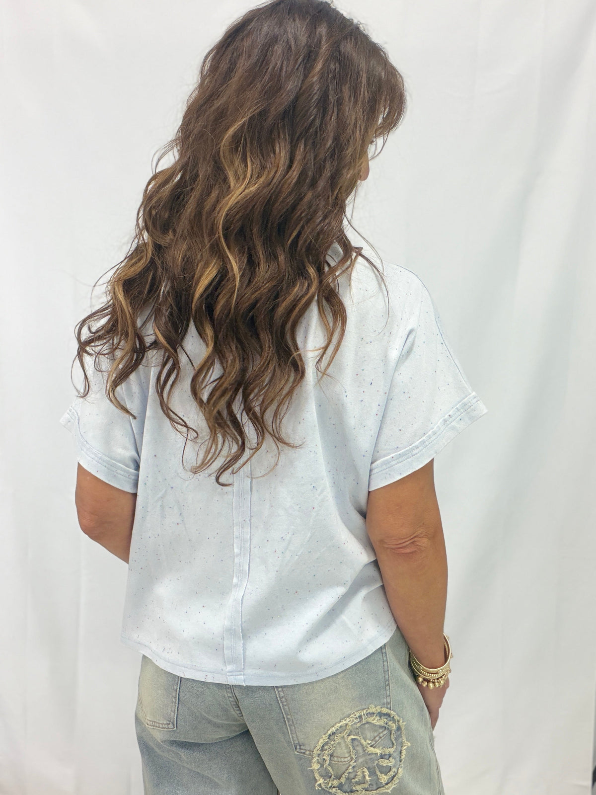 Shelter My Love Quilted Heart Vintage Top In Sky Blue