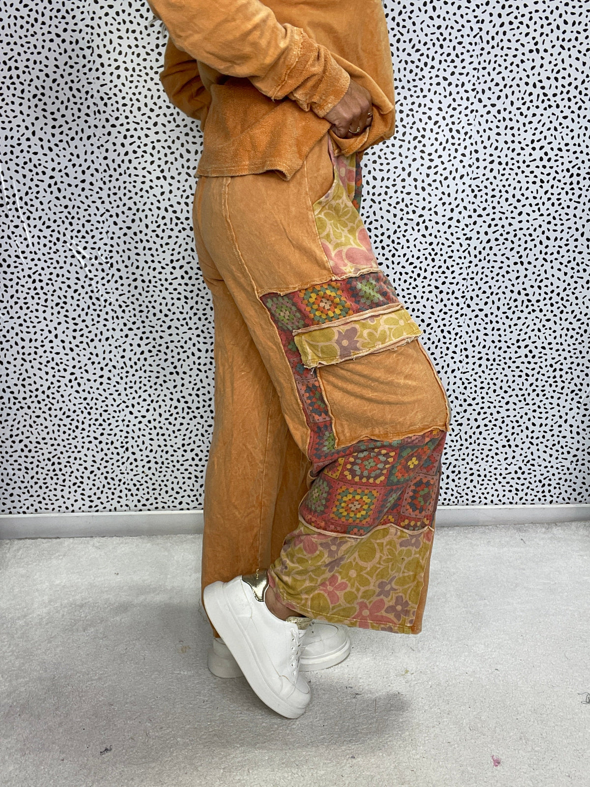 Boho Days Patchwork Wide Leg Cargo Pants