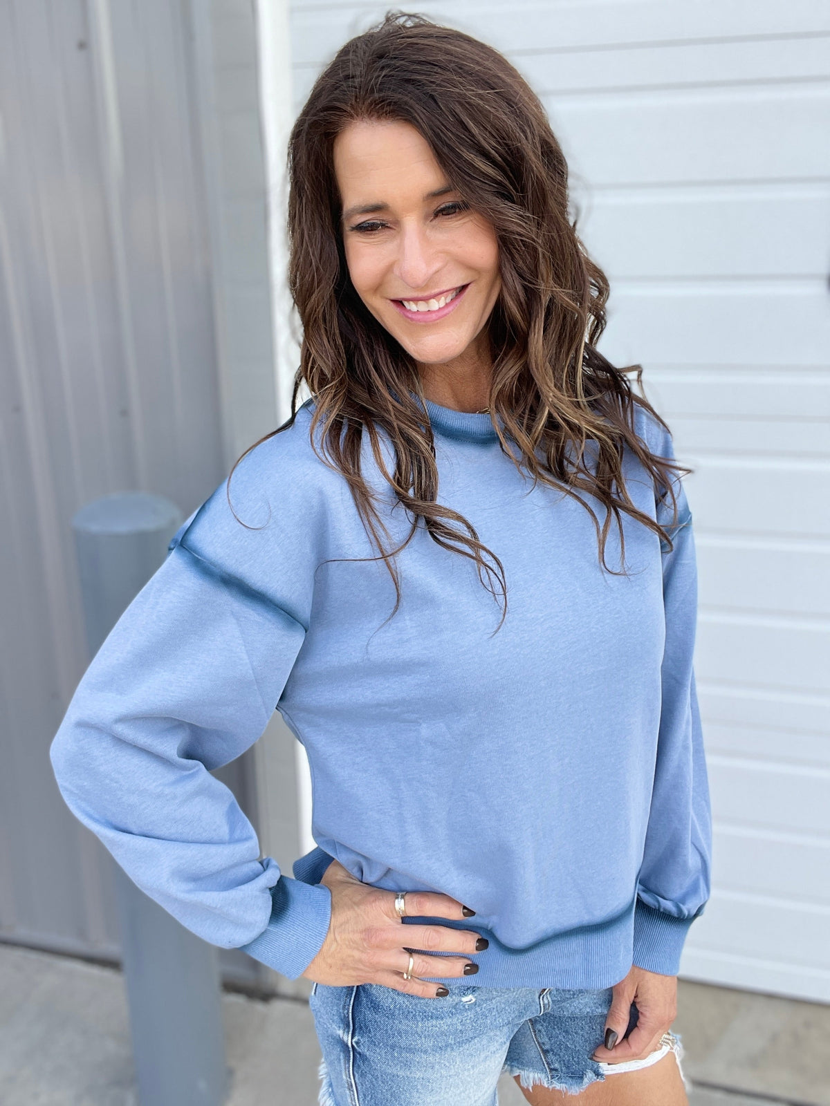 Let's Dream Faded Oil Washed Pullover In 4 Colors: Rose, Grey, Denim Blue, Taupe