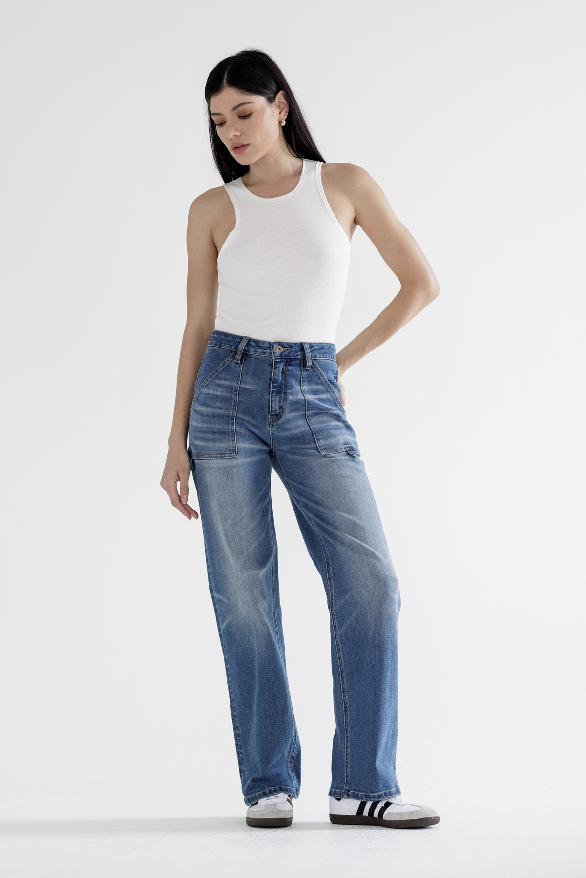 Mica Super High Utility Straight Leg Jeans 241 In Blue