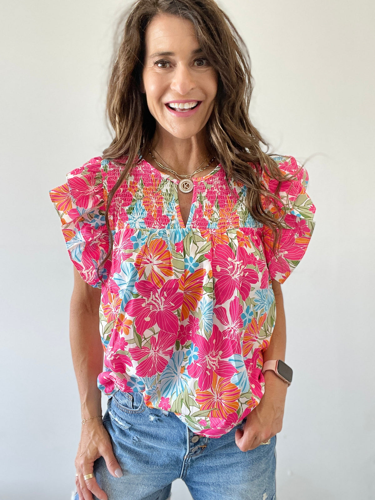 Floral Bliss Ruffle Short Sleeve Top *Final Sale*