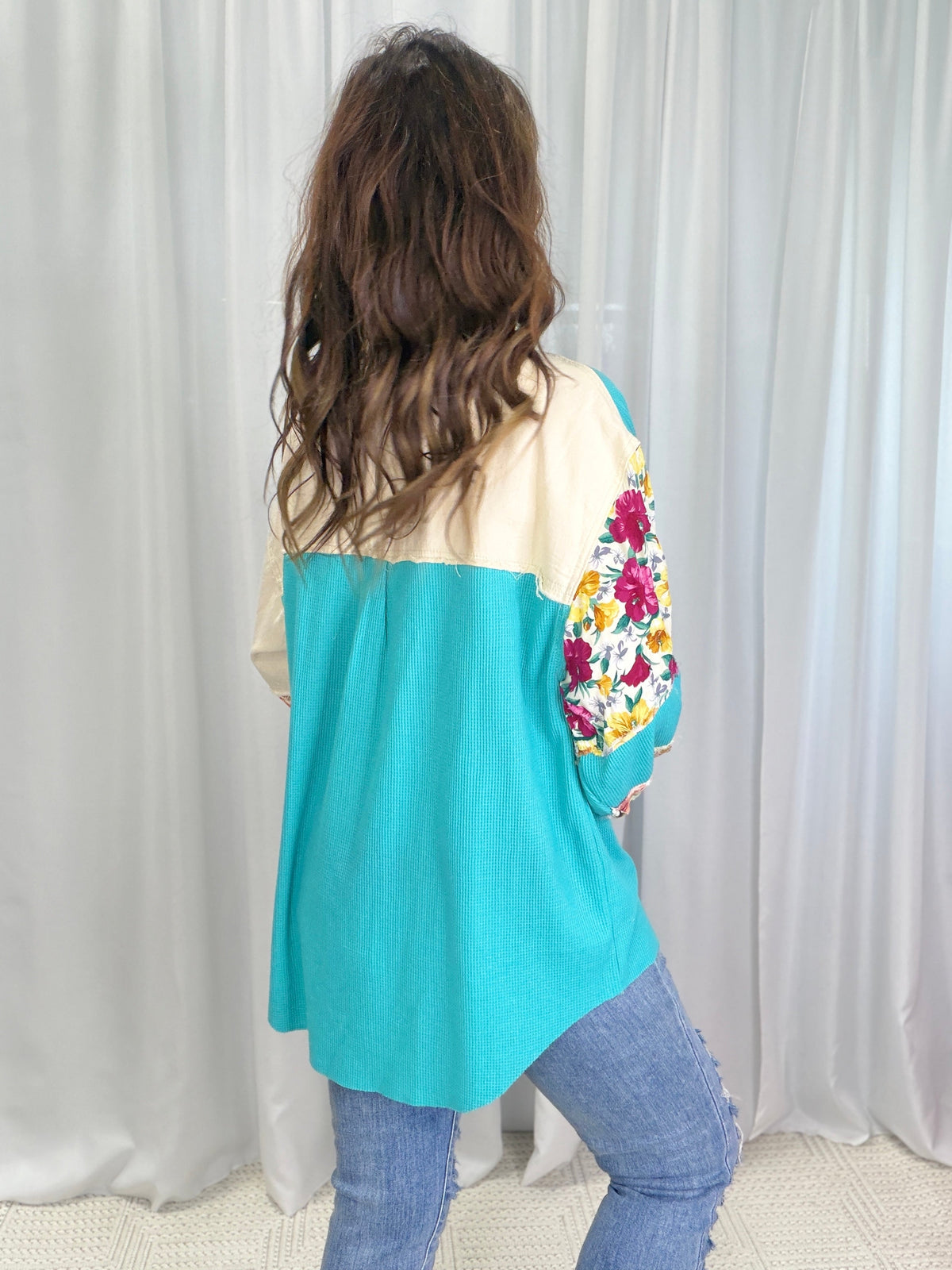 POL Sassy Look Oversized Patch Work Top In 6 Colors *Final Sale*