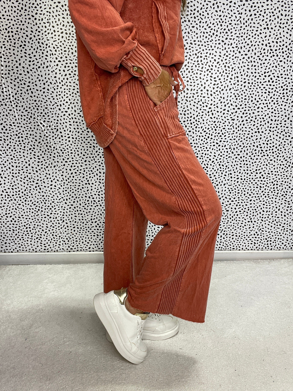 Lucky Lady Ribbed Accent Easy Mineral Wash Pants In 6 Colors