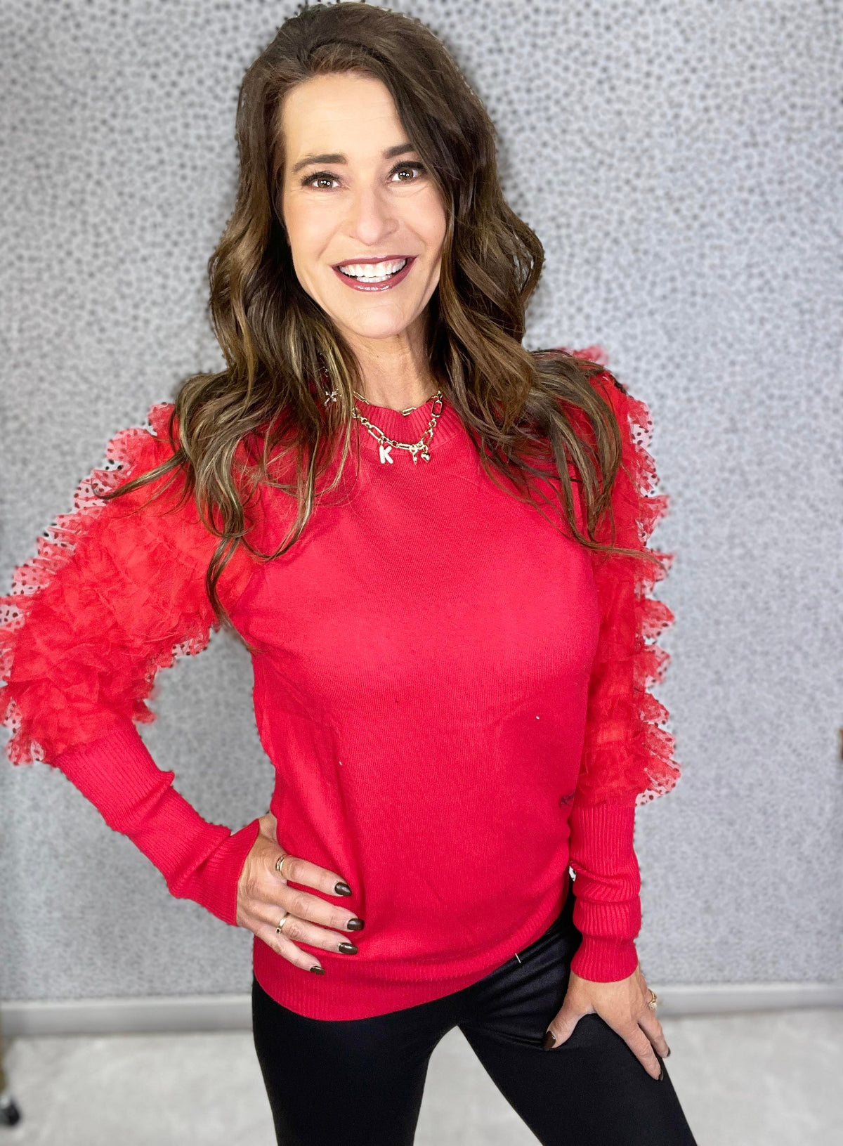 An Enchanted Evening Tiered Lace Sleeve Sweater