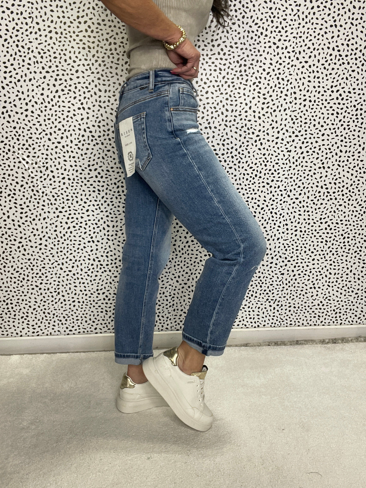 Risen Kaleigh High Rise Ankle Boyfriend Distressed Jeans 013 In Medium