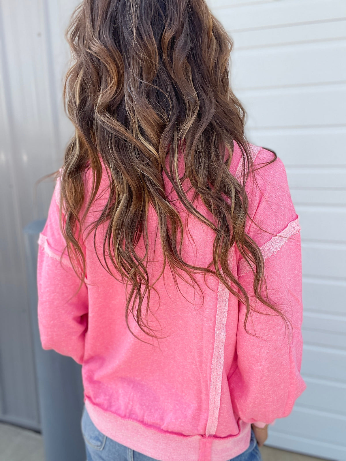 Contrast Feels Easy Fit Long Sleeve Top In 4 Colors: Pink, Blue, Black, Mocha *Final Sale*