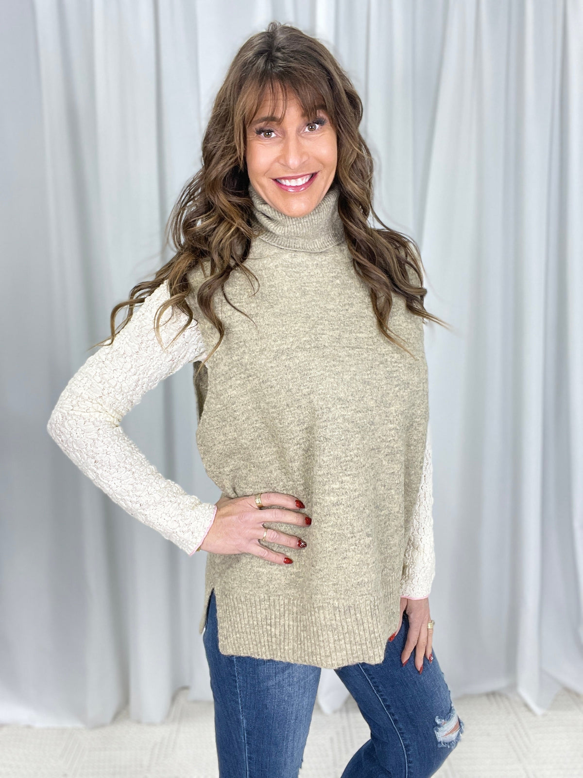 Let's Stay In Turtle Neck Sweater Vest In 2 Colors *Final Sale*