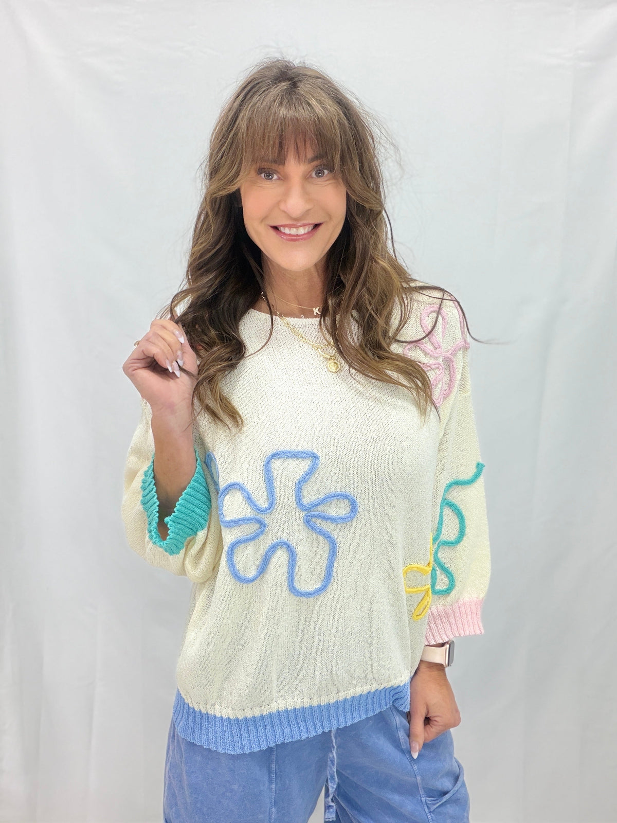 Color Me Cozy Flower Pattern Tunic Sweater In 4 Colors