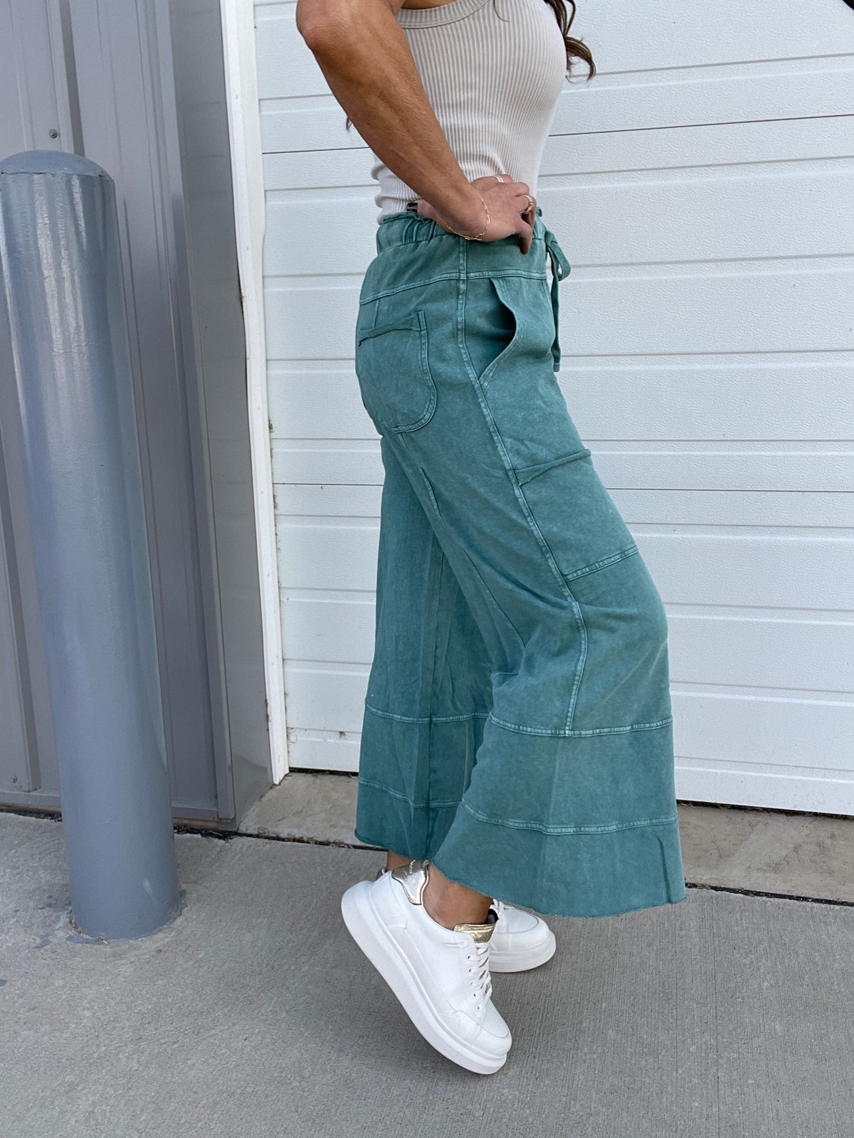 Get Going Mineral Washed Knit Crop Pants In 11 Colors *Final Sale*