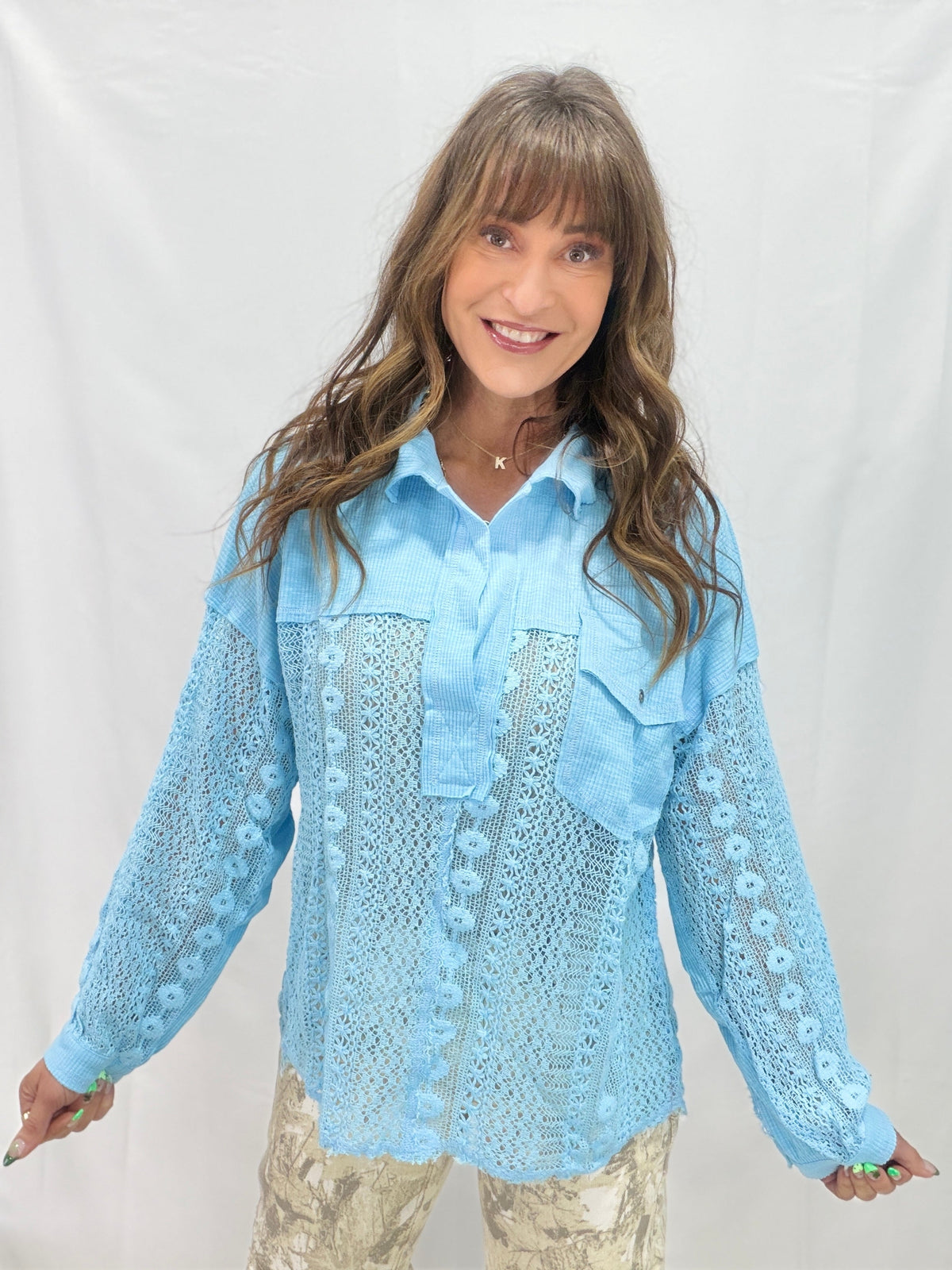 Pol The Rowan Lace Panel Top in 3 Colors