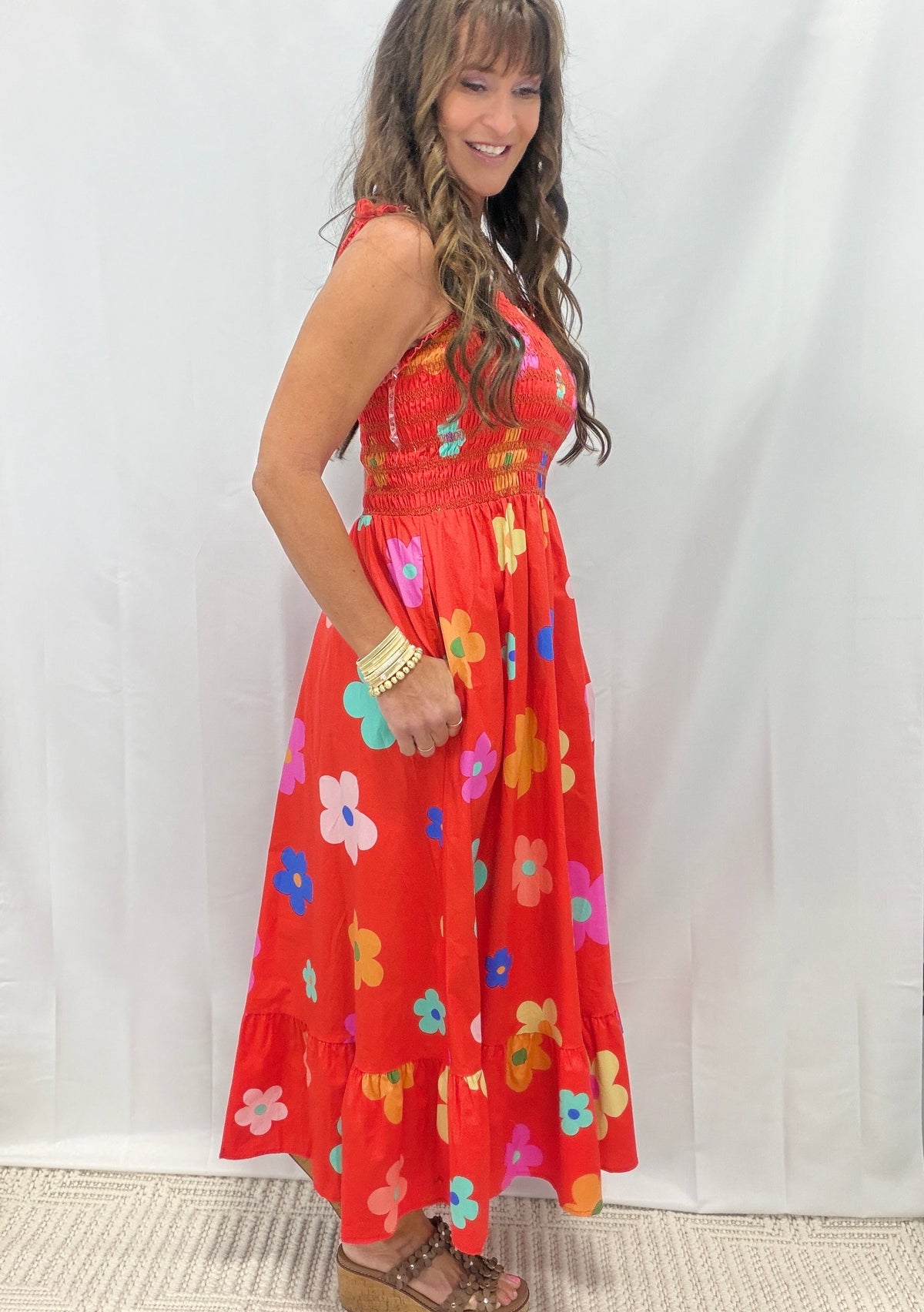 Colorful Days Ruffle Bottom Maxi Dress In 2 Colors