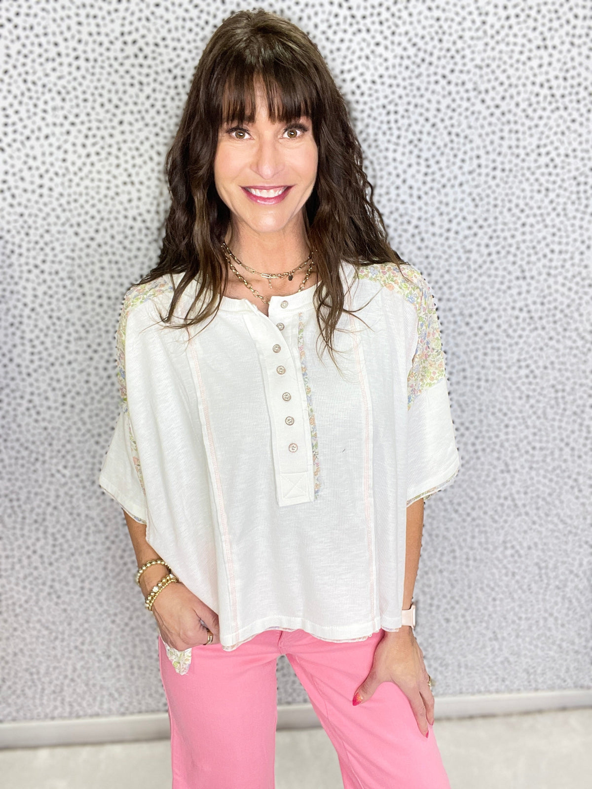 POL Stepping Out WIth The Girls Floral Print Patch Top In 3 Colors
