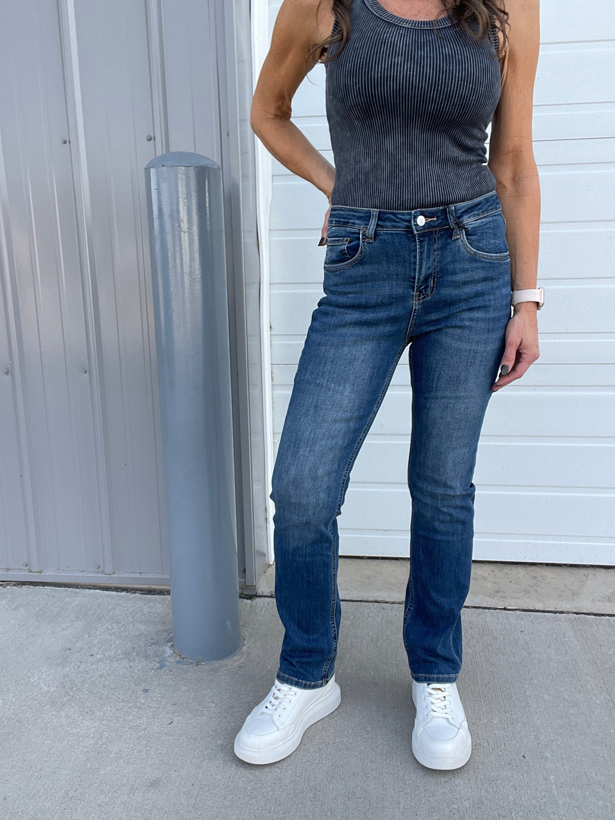 Mica Farrah High Rise Straight Leg Jeans 50M In Blue