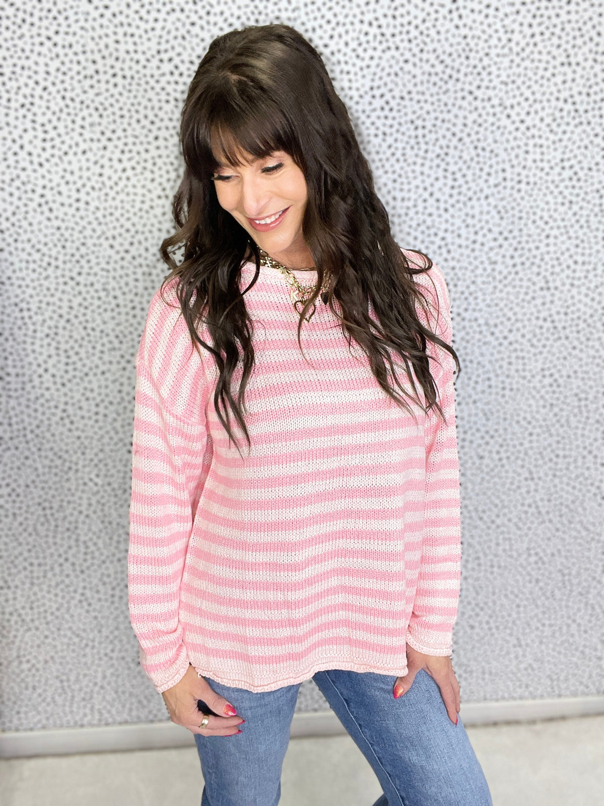 Delightful Days Long Sleeve Striped Knit Top
