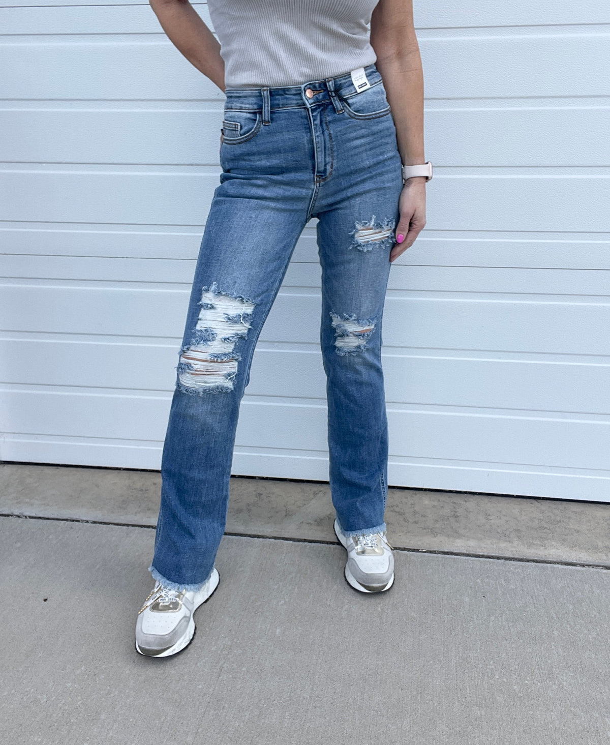 Judy Blue Kolby High Waist Frey Bootcut Jeans 542