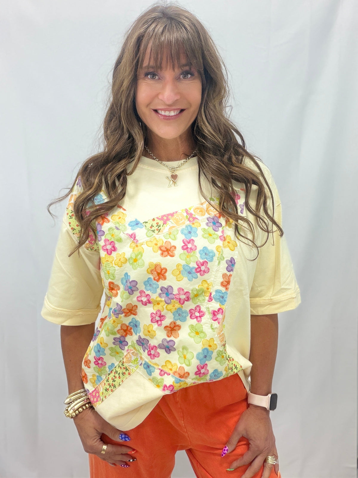 Prove Me Right Meadow Patchwork Top In Cream