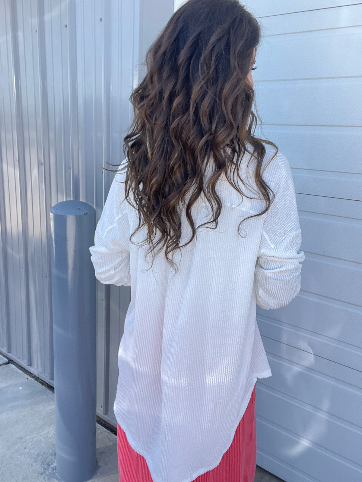 Blossom And Blooming Ribbed Button Down Long Sleeve Easy Fit Shirt In 2 Colors *Final Sale*
