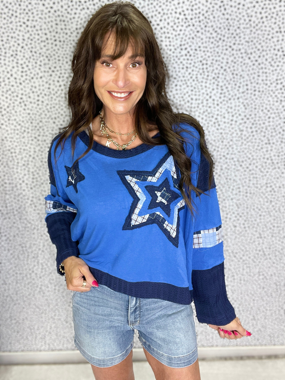 POL Celestial Patchwork Cropped Knit Top In 3 Colors *Final Sale*