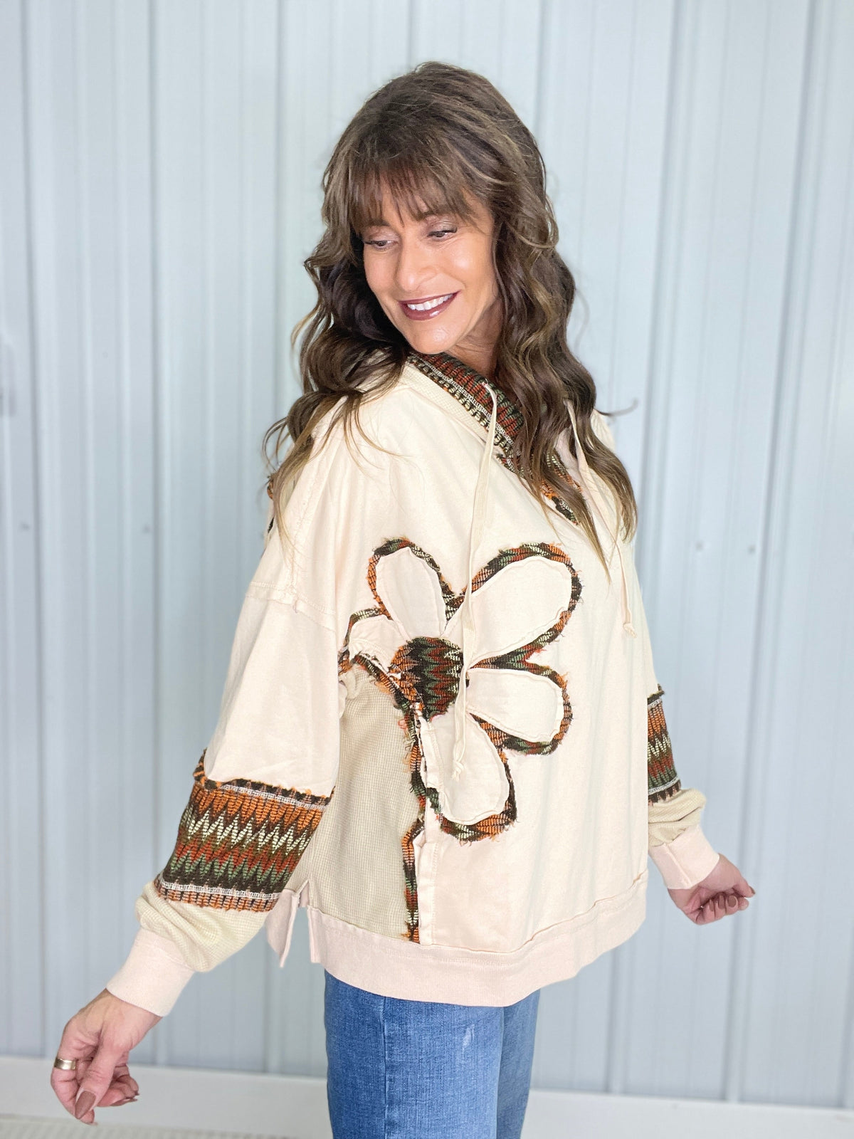Backup Plan Daisy Patch Pullover Hoodie In 3 Colors