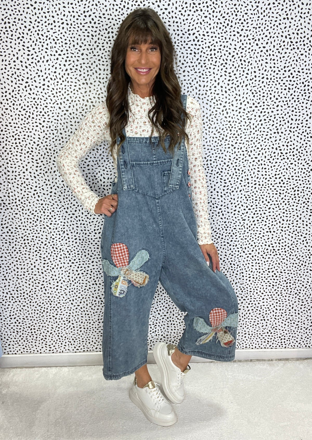 Bloomfield Patchwork Denim Overalls In 2 Colors