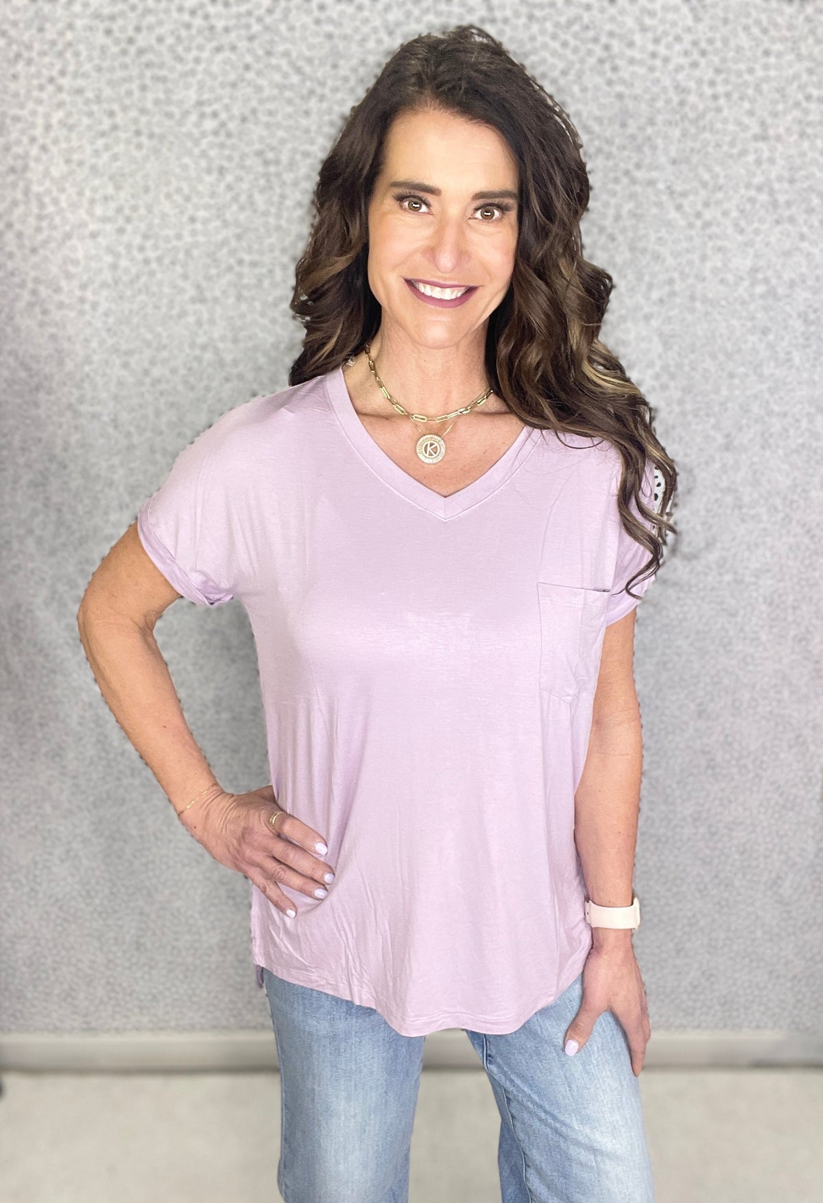 Pocketed V Neck Tee *Final Sale*