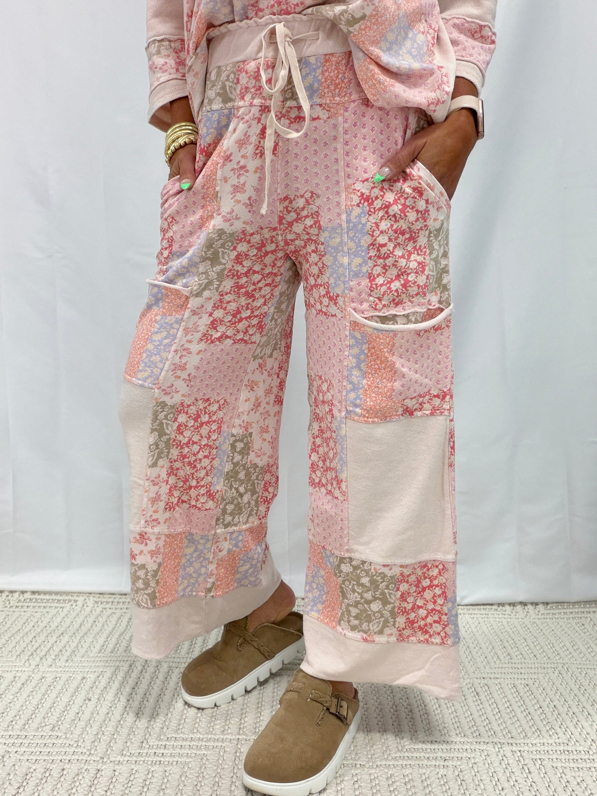 Wildflower Wander Patchwork Mineral Washed Pants In 2 Colors