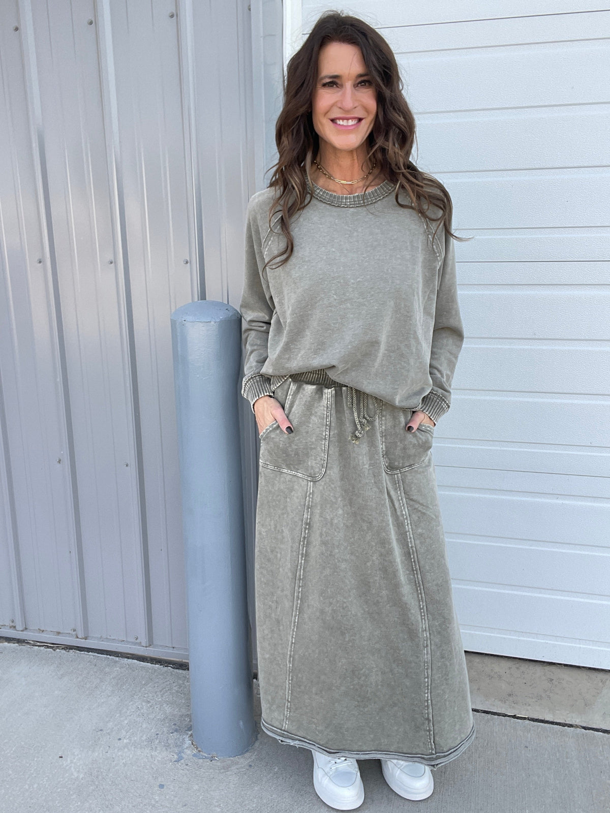 Coming Through Mineral Washed Skirt In 3 Colors: Camel, Mocha, Olive *Final Sale*