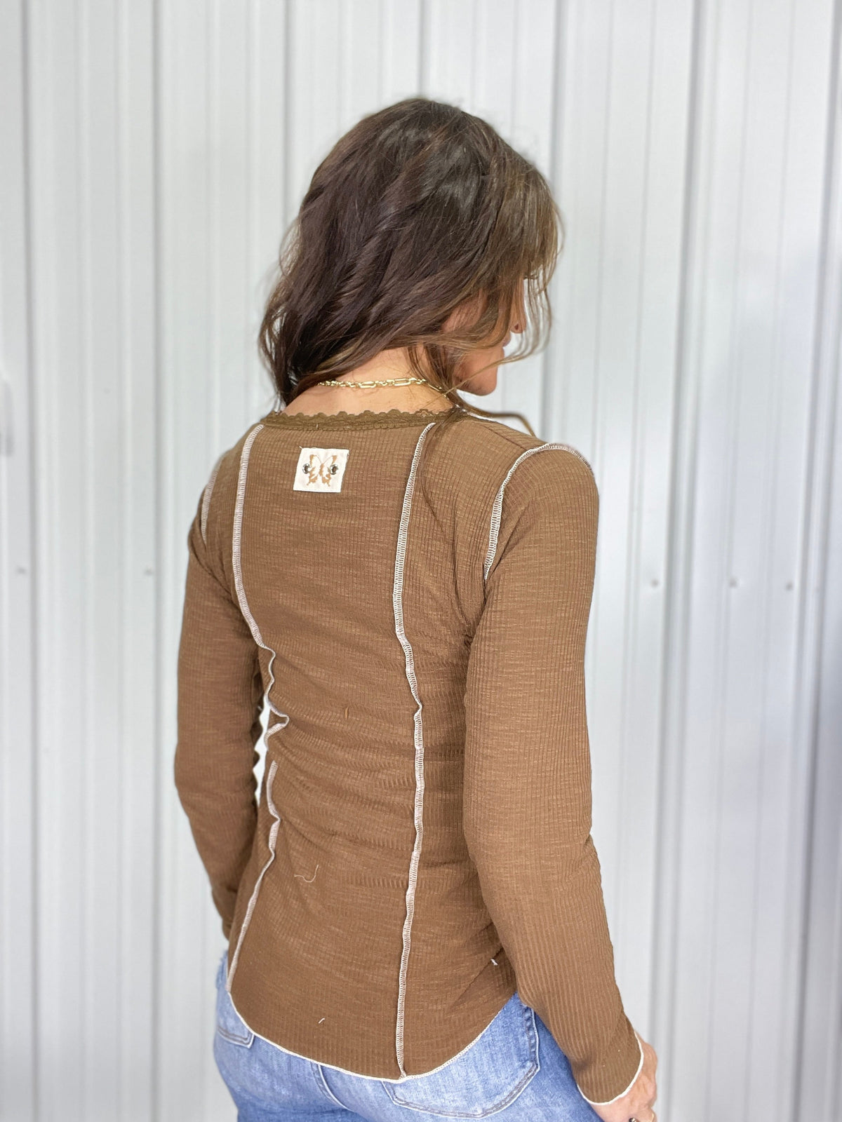 POL Rule Breaker Long Sleeve Top In Rust *Final Sale*
