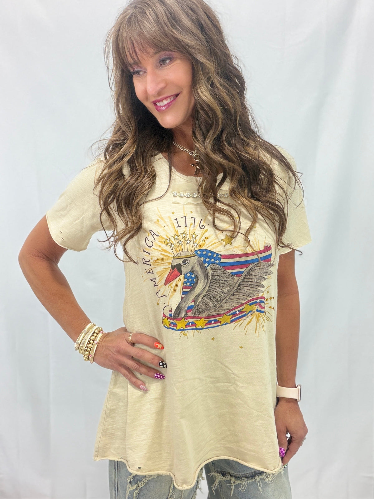 America 1776 Swan Tattered Tee