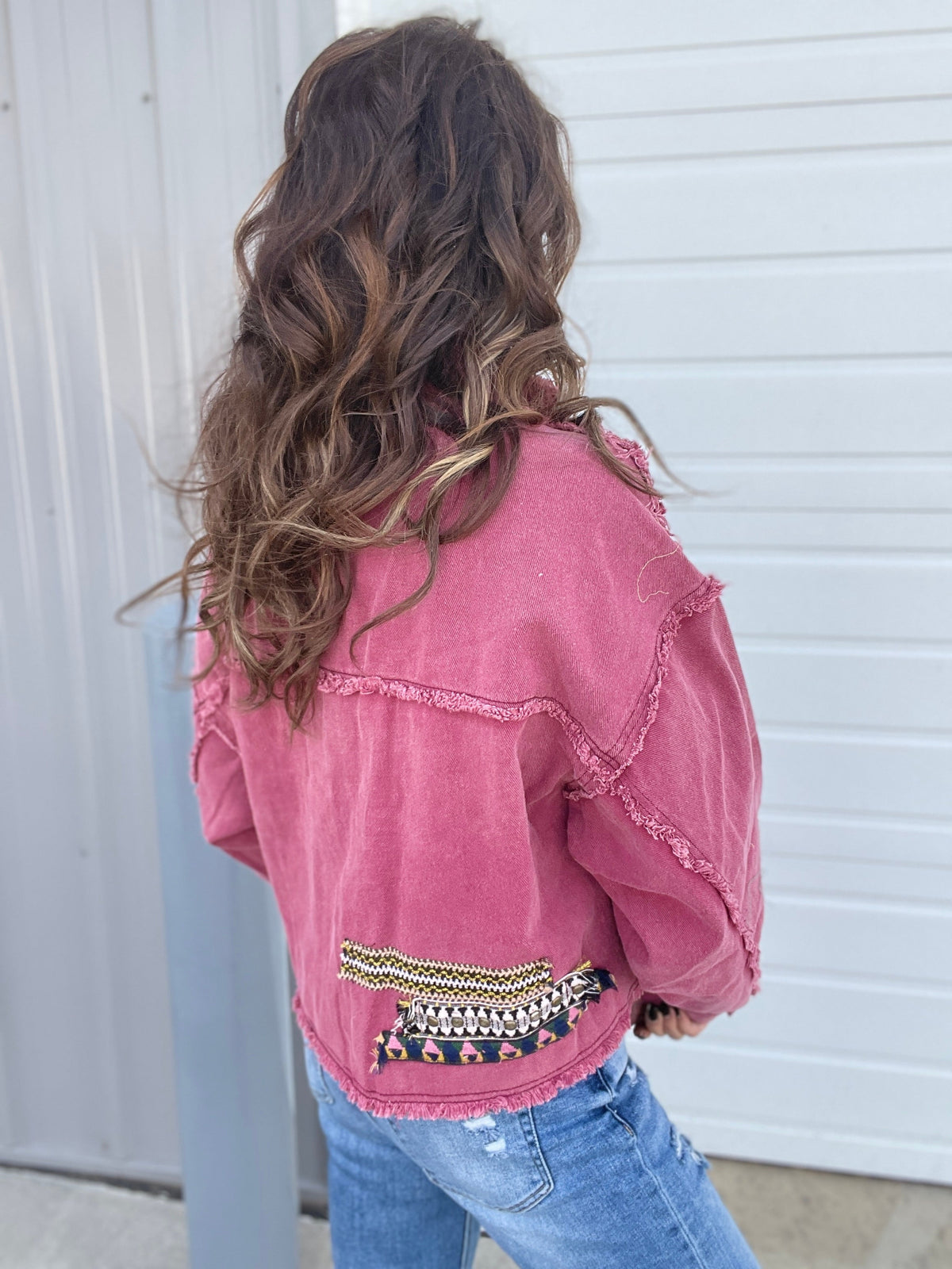 POL Be The One High Neck Twill Jacket In Burgundy *Final Sale*