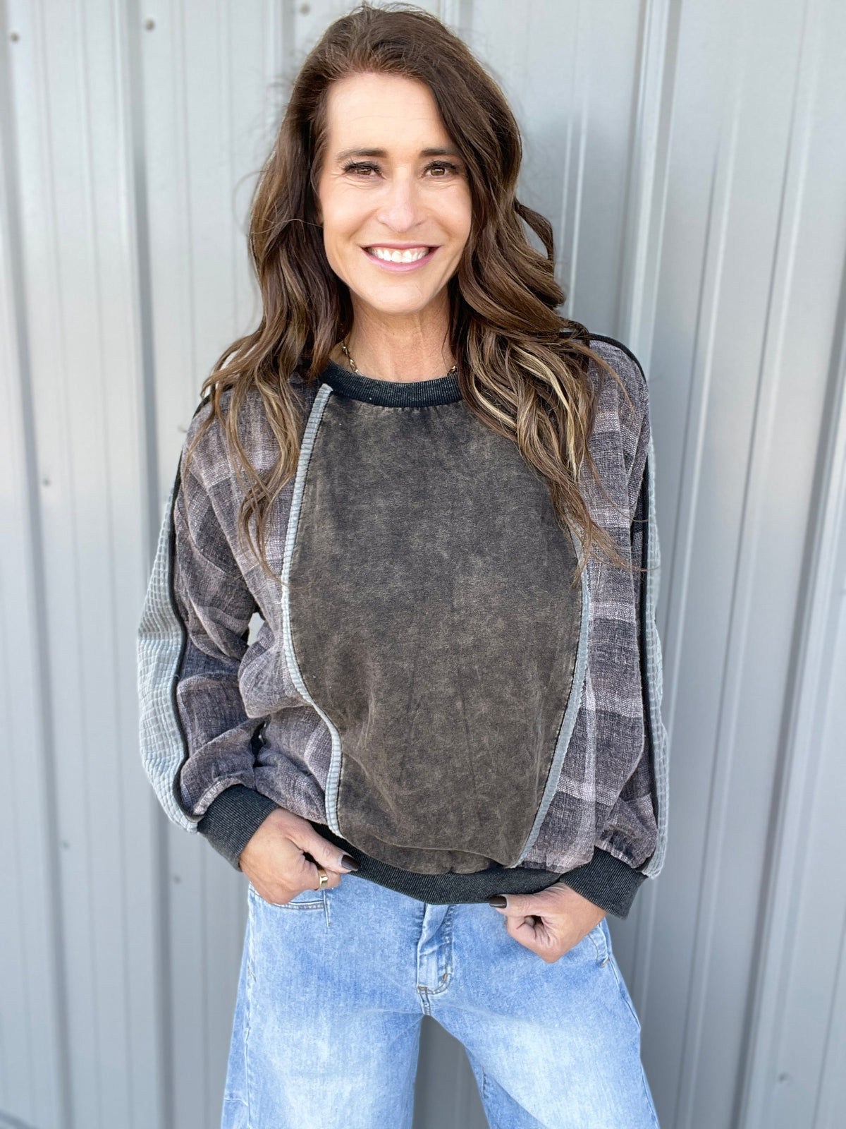 Oli & Hali That's For Sure Mineral Washed Oversized Pullover Top In 2 Colors *Final Sale*