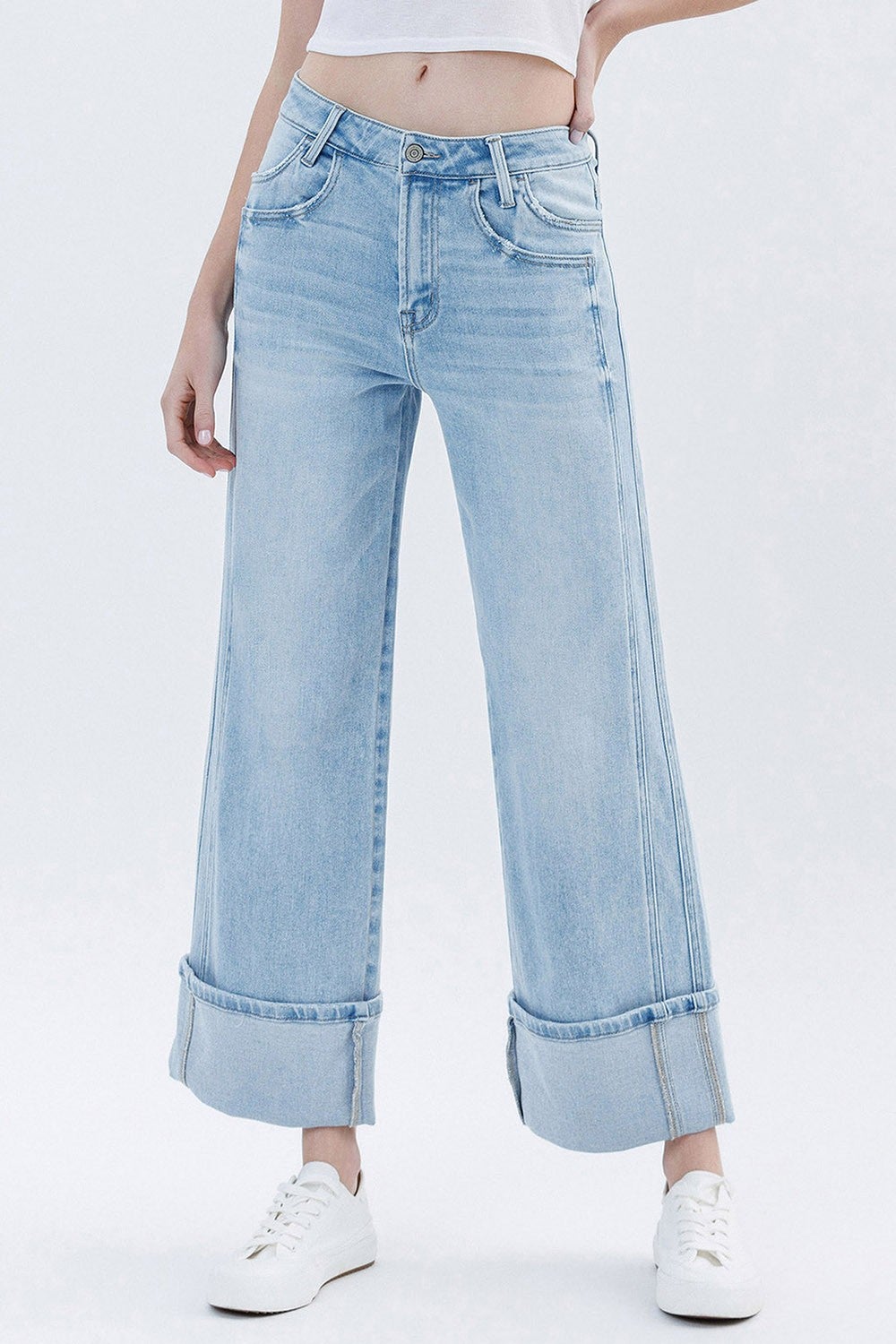Flying Monkey Julisa Super High Rise Cuffed Jeans 032 In Light