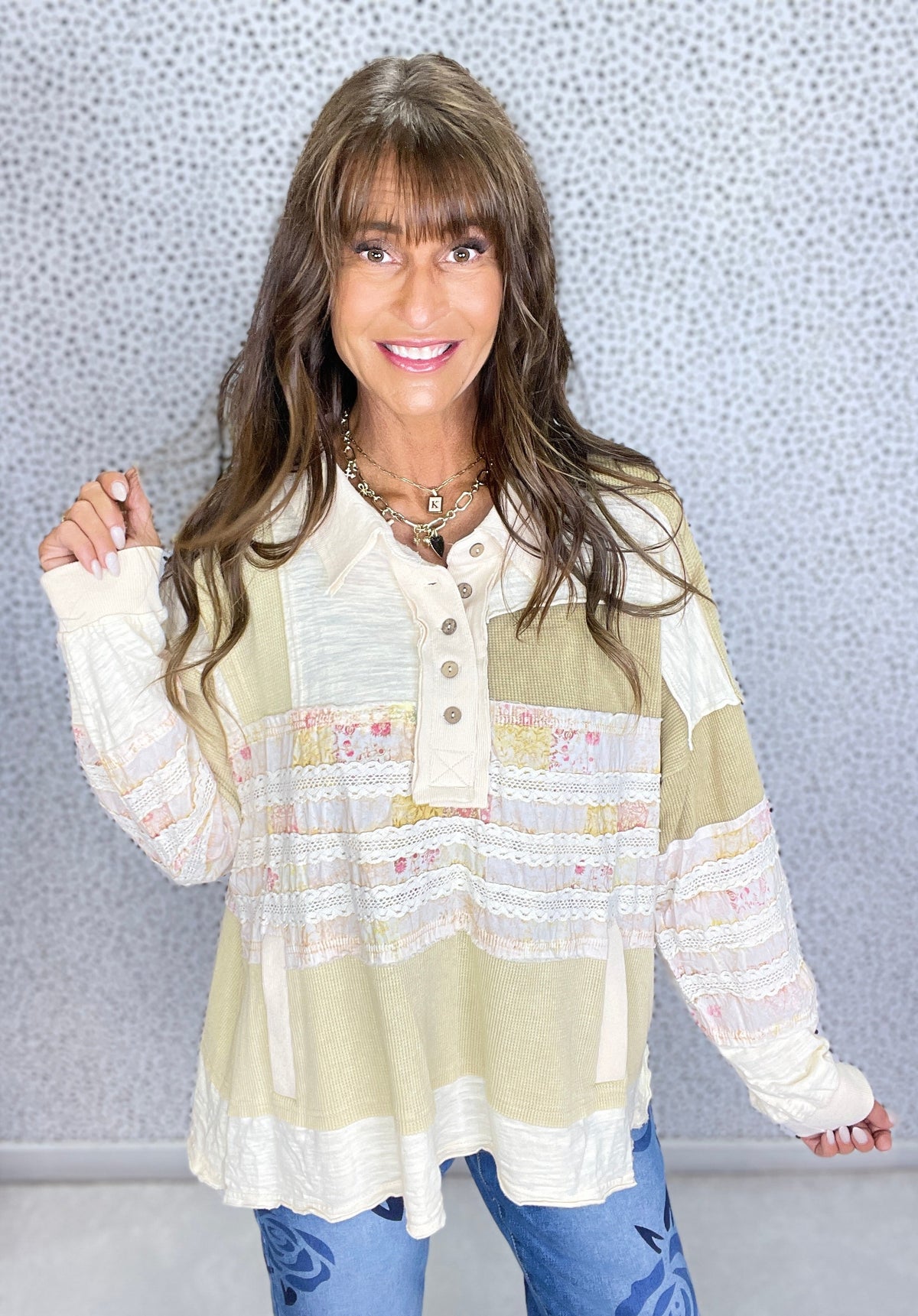 Oli & Hali Rose Meadow Patchwork Pullover *Final Sale*