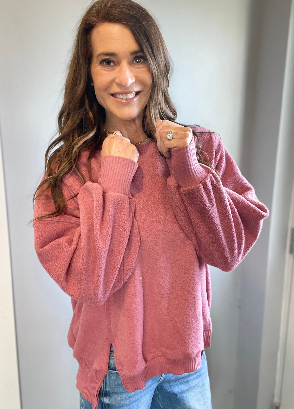 Warm Embrace Fleece Pullover In Marsala *Final Sale*