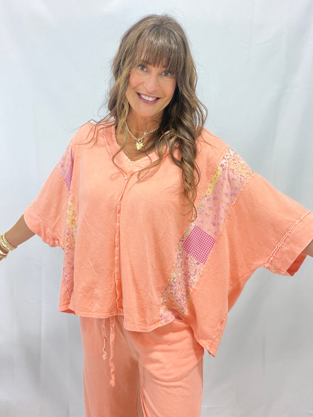 Floral Frolic Mineral Washed Spring Picnic Poncho In 4 Colors
