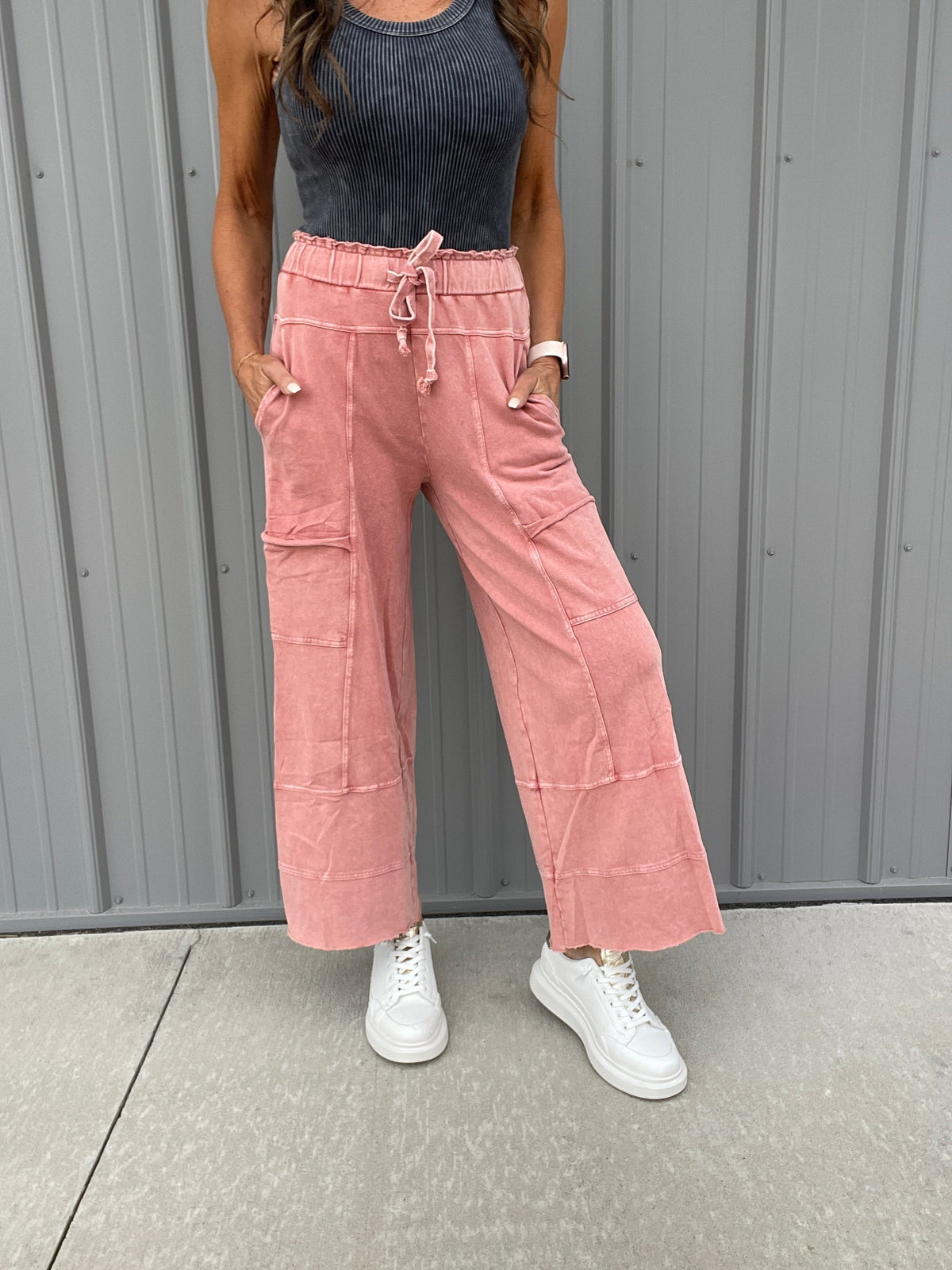 Get Going Mineral Washed Knit Crop Pants In 11 Colors *Final Sale*